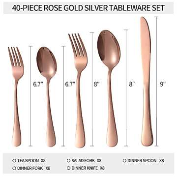 Xingjiake 40-piece Rose Gold Silverware Set - Elegant and Durable Flatware