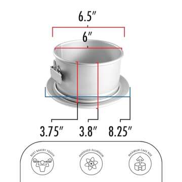 Fat Daddio's PSF-63 Anodized Aluminum Springform Pan, 6 x 3 Inch