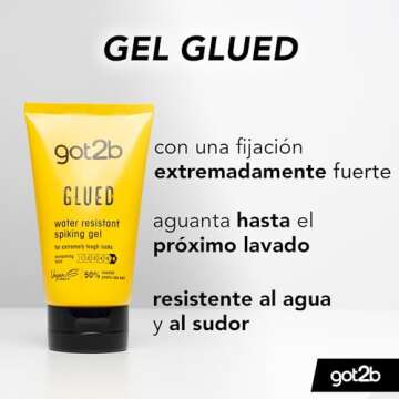 Got2B Schwarzkopf Glued Spiking Glue Hair Gel, Water Resistant, Strong Hold for Up to 72 Hours, 150 ml,package may vary