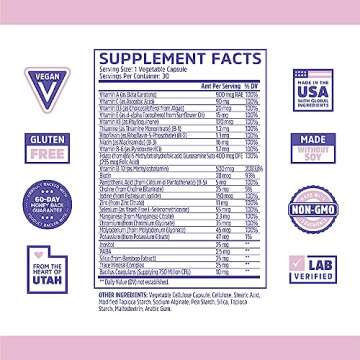 Zhou Nutrition Daily Boost Multivitamin with Probiotic, Zinc, Vitamin C, D3, B Complex for Immune Su...