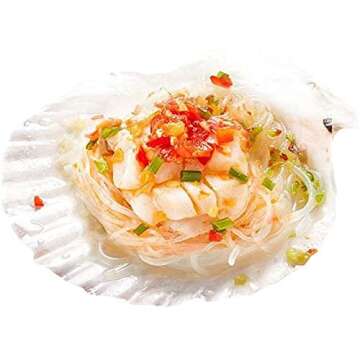 SEAJIAYI 6PCS Scallop Shells for Serving Food,Baking Shells Large Natural White Scallops from Sea Beach for DIY Craft Decor 4-5 Inches