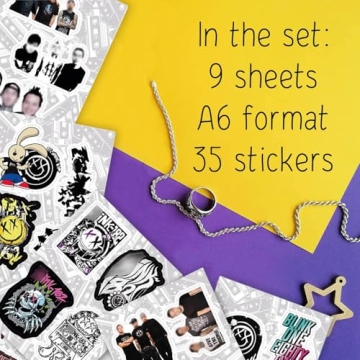 BulbaCraft Stickers for Adults, Rock Band Stickers Skateboard, 35 Pieces of Strong Adhesive and Wate...