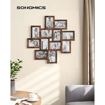 SONGMICS 4x6 Collage Picture Frames, 12-Pack Picture Frames Collage for Wall Decor, Photo Collage Fr...