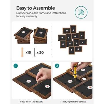 SONGMICS 4x6 Collage Picture Frames, 12-Pack Picture Frames Collage for Wall Decor, Photo Collage Frame, Multi Picture Frame Set with Glass Front, Assembly Required, Rustic Brown