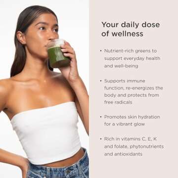 JSHealth Super Greens Powder - Greens & Collagen Powder - Superfood Powder with Marine Collagen Peptides, Vitamins & Veggies, 30 Servings