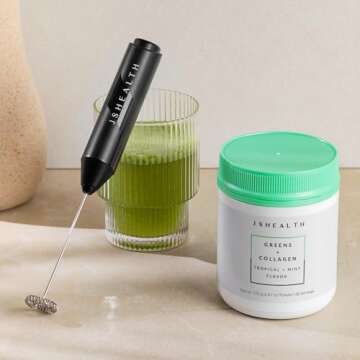 JSHealth Super Greens Powder - Greens & Collagen Powder - Superfood Powder with Marine Collagen Peptides, Vitamins & Veggies, 30 Servings