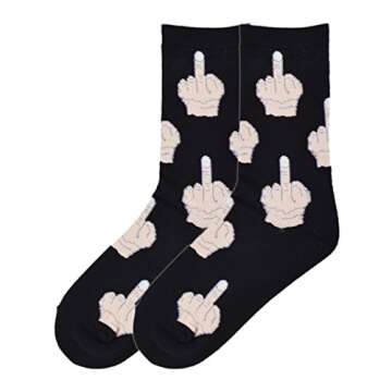 K. Bell Women's Middle Finger Crew Socks - Fun Style