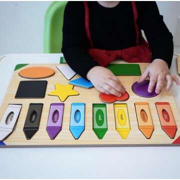 The Learning Journey: Lift & Learn Puzzle Colors & Shapes – Preschool Toys & Activities for Childr...