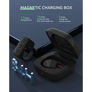 Fingertip Bluetooth Remote Control TIK TOK Wireless Page Turner TYUOBOX Camera Remote Shutter Selfie Button Controller with Charging Case for iPhone Android Ipad Cell Phone (Black)