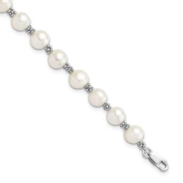 IceCarats 925 Sterling Silver White Freshwater Cultured Pearl Chain Bracelet