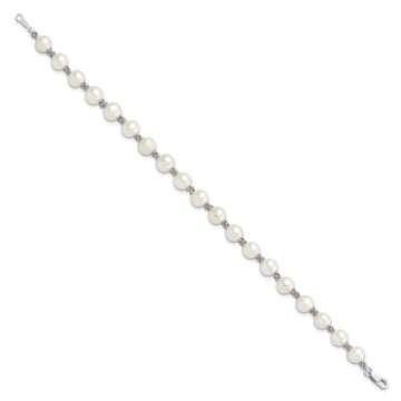 IceCarats 925 Sterling Silver White Freshwater Cultured Pearl Chain Bracelet