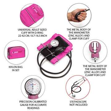 PARAMED Aneroid Sphygmomanometer – Manual Blood Pressure Cuff with Universal Cuff 8.7-16.5" and D-...