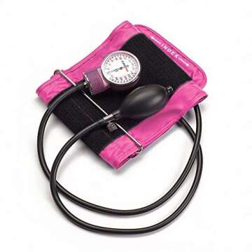 PARAMED Aneroid Sphygmomanometer – Manual Blood Pressure Cuff with Universal Cuff 8.7-16.5" and D-Ring – Carrying Case in The kit – Pink – Stethoscope Not Included