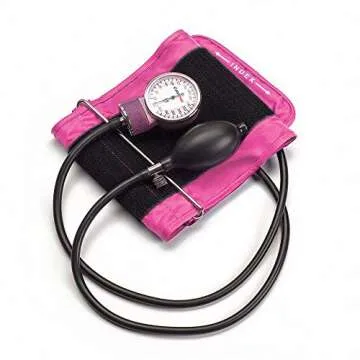 PARAMED Aneroid Sphygmomanometer – Manual Blood Pressure Cuff with Universal Cuff 8.7-16.5" and D-Ring – Carrying Case in The kit – Pink – Stethoscope Not Included