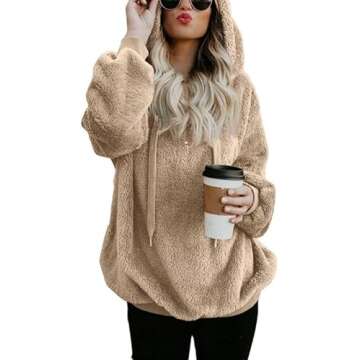 Yanekop Womens Hoodies Sherpa Fleece Sweatshirt with Pockets - Cozy Oversized Hoodie