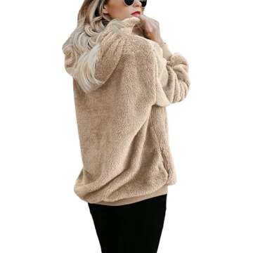 Yanekop Womens Cozy Hoodies Sherpa Pullover Sweater