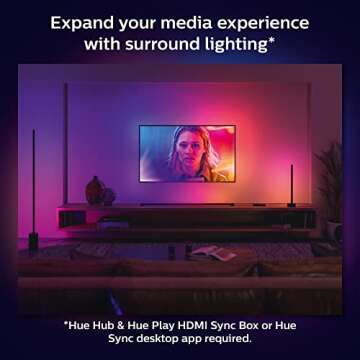 Philips Hue RGB Play Gradient LED Smart Light Tube - Large - Pack of 1 - Multicolor Effect - Indoor - Sync with TV, Music and Gaming - Bridge and Sync Box Required - Control with Voice or App - Black