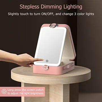 FUNTOUCH Travel Jewelry Box with Mirror 3 Light Settings