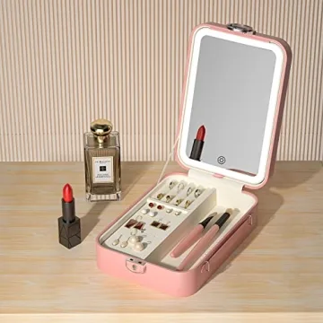 FUNTOUCH Travel Jewelry Box with Mirror 3 Light Settings