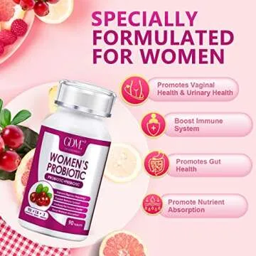 GDME Women's Probiotics, 90 Tablets 90 Billion CFU 18 Strains, Contains Organic Prebiotic Cranberry,Probiotic Supplement for Digestion, Immunity, Women's Health, Soy Gluten Dairy Free