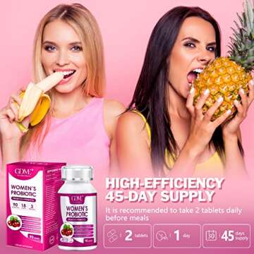 GDME Women's Probiotics, 90 Tablets 90 Billion CFU 18 Strains, Contains Organic Prebiotic Cranberry,Probiotic Supplement for Digestion, Immunity, Women's Health, Soy Gluten Dairy Free
