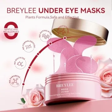 BREYLEE Rose Eye Mask Hydrate Firm Under Eyes 60 Pcs