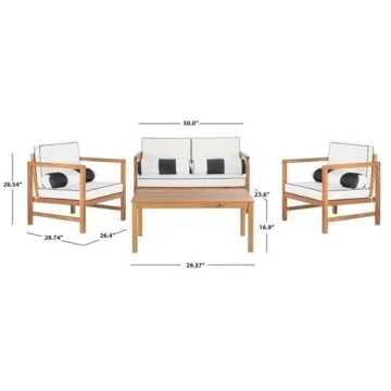 SAFAVIEH Montez 4-Piece Outdoor Patio Set with Cushions