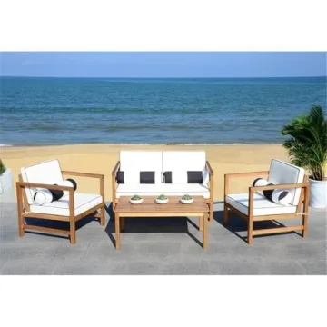 SAFAVIEH Montez 4-Piece Outdoor Patio Set with Cushions