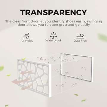 Pinkpum Large Shoe Boxes Clear Plastic Stackable, 12 Pack Shoe Storage Box Organizer for Closets, Foldable Sneaker Storage Fit for Size 11