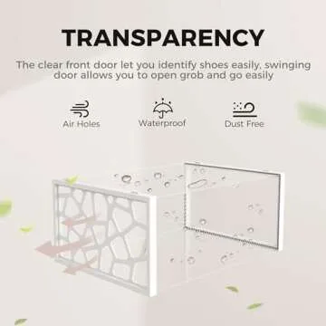 Pinkpum Large Shoe Boxes Clear Plastic Stackable, 12 Pack Shoe Storage Box Organizer for Closets, Foldable Sneaker Storage Fit for Size 11