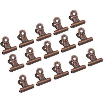 15 Pieces Red Copper Bulldog Clips,31mm Metal Paper Clamp for Cork Board and Photo Wall