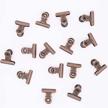 15 Pieces Red Copper Bulldog Clips,31mm Metal Paper Clamp for Cork Board and Photo Wall