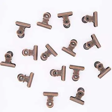 15 Pieces Red Copper Bulldog Clips,31mm Metal Paper Clamp for Cork Board and Photo Wall