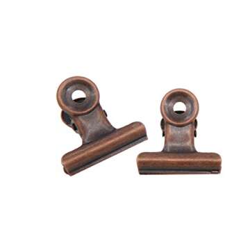 15 Pieces Red Copper Bulldog Clips,31mm Metal Paper Clamp for Cork Board and Photo Wall
