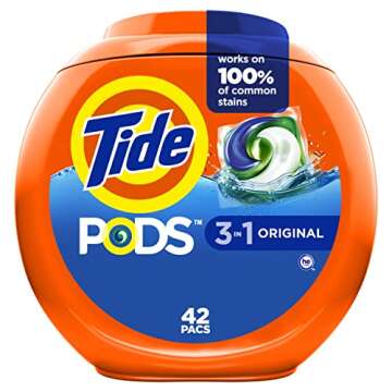 Tide PODS Liquid Laundry Detergent Soap Pacs, Original Scent, HE Compatible, 42 Count, Powerful 3-in-1 Clean in one Step, Tide PODS Laundry Detergent