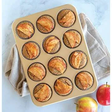 Nordic Ware Naturals Aluminum NonStick Muffin Pan, Twelve 2.75 Inch Cups