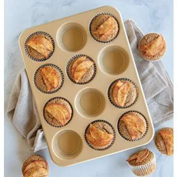 Nordic Ware Naturals Aluminum NonStick Muffin Pan, Twelve 2.75 Inch Cups