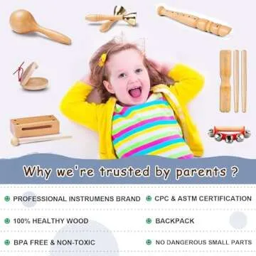 LOOIKOOS Toddler Musical Instruments - Eco-Friendly Music Set for Kids with Storage Bag