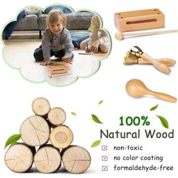 Eco-Friendly Wooden Musical Instruments Set for Toddlers