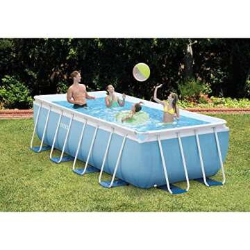 Intex 16ft X 8ft X 42in Prism Frame Rectangular Pool Set with Filter Pump, Ladder, Ground Cloth & Pool Cover