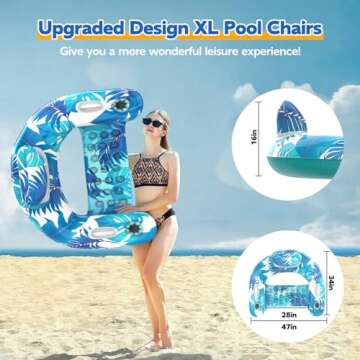 WOLKEK Pool Floats, 3 Pack Inflatable Float Chairs with Cupholders & Handles, Pool Floats Adult & Kids Perfect for Pool Lake & Rivers, Pool Toy Party, Relaxing Inflatable Chair for Swimming Pool