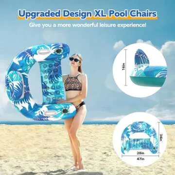 WOLKEK Pool Floats, 3 Pack Inflatable Float Chairs with Cupholders & Handles, Pool Floats Adult & Kids Perfect for Pool Lake & Rivers, Pool Toy Party, Relaxing Inflatable Chair for Swimming Pool
