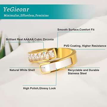 YeGieonr Gold Rings for Women, Non-tarnish Stainless Steel Chunky Statement Signet Ring Jewelry Gift