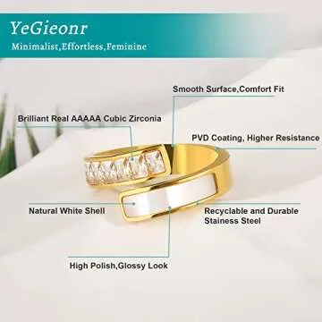 YeGieonr Gold Rings for Women, Non-tarnish Stainless Steel Chunky Statement Signet Ring Jewelry Gift