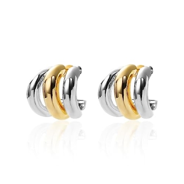 Trendy Two Tone Hoop Earrings for Women - ABILITH