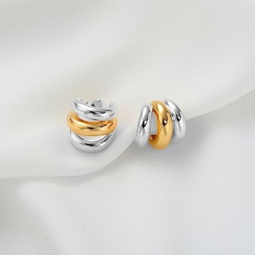 Trendy Two Tone Hoop Earrings for Women - ABILITH