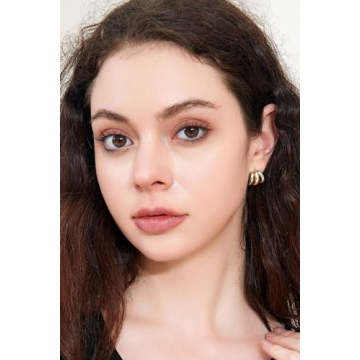 Trendy Two Tone Hoop Earrings for Women - ABILITH