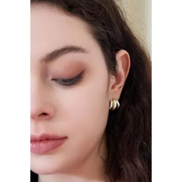 Trendy Two Tone Hoop Earrings for Women - ABILITH