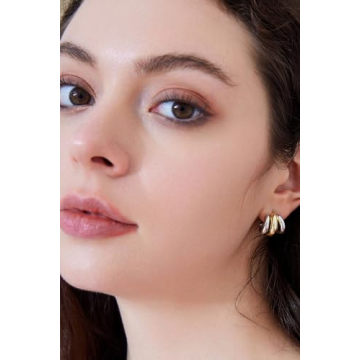 Trendy Two Tone Hoop Earrings for Women - ABILITH