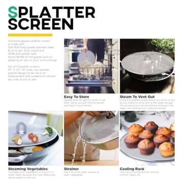 Homestia Stainless Steel Splatter Screen - 3 Sizes Available